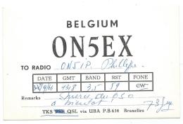 CARTE QSL BELGIQUE ON5EX, RADIO AMATEUR - Radio Amateur