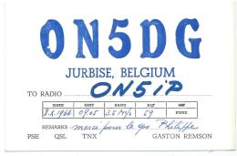 CARTE QSL BELGIQUE ON5DG, RADIO AMATEUR, JURBISE, PROVINCE DE HAINAUT - Radio Amateur