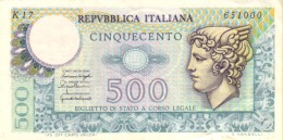 ITALY 500 LIRE 1976 P-95 UNC (REPUBBLICA ITALIANA) [ IT95 ] - 500 Lire