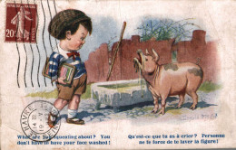 CPA HUMOUR SIGNEE DONALD MAC GILL ENFANT ET COCHON - Mc Gill, Donald