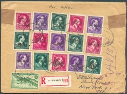 SPECTACULAIR MIX FRANKING MIN 10% (5 Dif. Overprints Sets) And DOUGLAS 50 Frs. Regular Registered Cover To USA - 11427 - Other & Unclassified