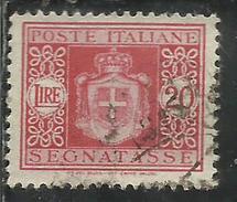 ITALY KINGDOM ITALIA REGNO LUOGOTENENZA 1945 TASSE TAXES POSTAGE DUE SEGNATASSE RUOTA WHEEL LIRE 20 USATO USED OBLITERE' - Taxe