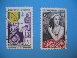Océanie  1955/1956    PA  Timbres  N°  203 Et 204  Oblitérés Bon état  Côte  19 € - Poste Aérienne