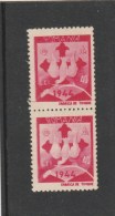 #195 REVENUE STAMP, DOVE, CROSS, 40 LEI,STAMP FACTORY, 1944, STAMP IN PAIR,  ROMANIA. - Fiscale Zegels