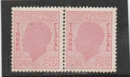 #195 REVENUE STAMP, 20 LEI, STAMPS IN PAIR, MINT,  ROMANIA. - Steuermarken