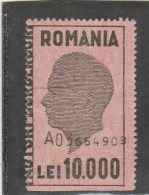 #196  REVENUE STAMP, 10 000 LEI, MINT, ONE STAMP ,ROMANIA. - Fiscale Zegels