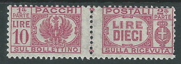 1946 LUOGOTENENZA PACCHI POSTALI 10 LIRE MH * - CZ19-2 - Postpaketten