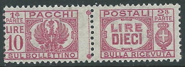 1946 LUOGOTENENZA PACCHI POSTALI 10 LIRE MNH ** - CZ19-5 - Postal Parcels