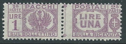 1946 LUOGOTENENZA PACCHI POSTALI 1 LIRA MNH ** - CZ19-2 - Paketmarken