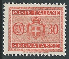 1945 LUOGOTENENZA SEGNATASSE SENZA FILIGRANA 30 CENT MNH ** - CZ15-7 - Taxe