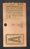 (Bordeaux, Gironde) Ticket De Tramway  "A"  (PPP3663) - Europa