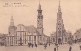 Sint Truiden Saint Trond -  La Grand´Place. Les Trois Tours (animée, P I B, Grand Café De La Bourse, 1930) - Sint-Truiden