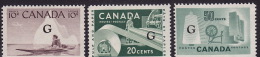 1961-2  The Famous «Flying G» Overprint  All 3 Stamps  Sc O38a, 39a, 45a All MNH ** - Surchargés