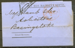 1880 , GRAN BRETAÑA , ON HER MAJESTY´S SERVICE , INLAND REVENUE , LONDRES - BASINGSTOKE , LLEGADA - Lettres & Documents