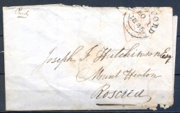 1845 , GRAN BRETAÑA , CARTA CIRCULADA A ROSCREA EN IRLANDA - ...-1840 Prephilately