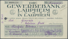 Laupheim, Laupheimer Oel- & Fettwaren-Fabrik, 15 Billionen Mark, 12.11.1923, Kundenscheck Der Gewerbebank... - [11] Emissions Locales