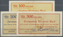 Isny, Gewerbe- Und Landwirtschaftsbank, 100, 200, 300 Mio. Mark, 10.8.1923, Erh. II-III, Total 3 Scheine (D) - [11] Emissions Locales
