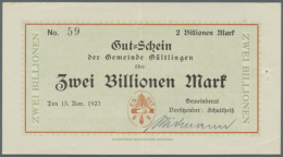 Gültlingen, Gemeinde, 2 Billionen Mark, 15.11.1923, Rechts Kleines Heftloch, Ansonsten Erh. II. KN 59, Von... - [11] Emissions Locales