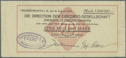 Friedrichshafen, Zahnradfabrik AG, 1 Mio. Mark, 18.8.1923, Scheck Auf Disconto-Gesellschaft, Erh. III- (D) - [11] Local Banknote Issues