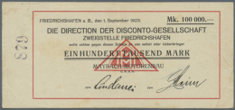 Friedrichshafen, Maybach-Motorenbau, 100 Tsd. Mark, 1.9.1923, Datum Gedruckt, Erh. III (D) - [11] Local Banknote Issues