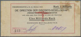 Friedrichshafen, Dornier Metallbauten, 1 Mrd. Mark, 24.10.1923, Datum Gedruckt, Rechts Oben Fleckig, Erh. III- (D) - [11] Emissions Locales