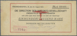 Friedrichshafen, Dornier Metallbauten, 100 Tsd. Mark, 24.8.1923, Datum Gedruckt, Erh. III (D) - [11] Emissions Locales