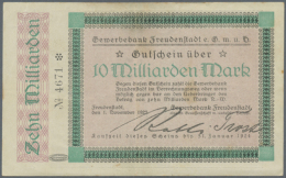 Freudenstadt, Gewerbebank, 10 Mrd. Mark, 1.11.1923, Rs. Bild, Erh. II-III (D) - [11] Lokale Uitgaven