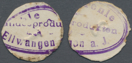 Ellwangen, Jos. Strehle, Milchhandlung, 1, 2 Pf., O. D. (1920), Ovale Kartons Mit Vs. Firmenstempel Und Rs.... - [11] Emissions Locales