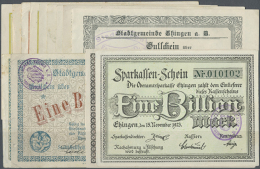 Ehingen, Stadt, 25 Pf., 1918; 1 (2), 5, 10 Mrd. Mark, 25.10.1923; 20 Mrd. Mark, 31.10.1923; 100 Mrd. Mark, O. D.,... - [11] Local Banknote Issues