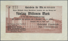 Ebingen, Gebrüder Friederich, 50 Mio. Mark, 22.9.1923, Datum Vollständig Gedruckt, Diese Ausführung... - [11] Local Banknote Issues