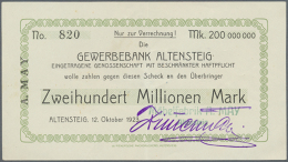 Altensteig, Möbelfabrik A. May, 200 Mio. Mark, 12.10.1923, Nominale Weder Bei Keller Noch Bei Karau, Erh. I-II... - [11] Local Banknote Issues