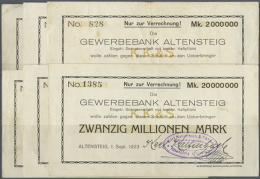 Altensteig, Karl Kaltenbach, 1 Mio. Mark, 22.8.1923; 1, 2, 5, 10, 20 Mio. Mark, 1.9.1923; Erh. Meist III, Total 6... - [11] Local Banknote Issues