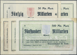 Alpirsbach, Bijouteriefabrik M. Beisse, 50 Mrd. Mark (2, Rs. Stadt Bzw. Kloster), Ohne KN, Lochentwertet, Erh. II;... - [11] Local Banknote Issues