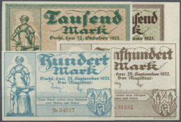 Suhl, Stadt, 100, 500 Mark, 28.9.1922, KN Rot; 1000 Mark, 12.10.1922, KN Rot; 10 000 Mark, 2.2.1923, KN Schwarz;... - [11] Local Banknote Issues