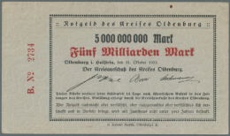 Oldenburg In Holstein, Kreis, 5, 10 B, 20 C, 50 Mrd. Mark, 31.10.1923; 100 Mrd. Mark, 10.11.1923; 200 Mrd. Mark,... - [11] Emissions Locales