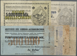 Altenkirchen, Kreis, 500 Tsd. Mark (2), Papier Blau Und Wertziffer Braun, Papier Weiß Und Wertziffer Blau, 1... - [11] Local Banknote Issues