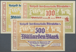 Flörsheim, Gemeinde, 50, 100, 500 Mrd. Mark, November 1923, Erh. II-, Total 3 Scheine (D) - [11] Emissions Locales