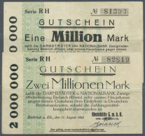 Biebrich, Rheinhütte GmbH Vorm. Ludw. Beck & Co., 1, 2 Mio. Mark, 17.8.1923, Erh. III, Total 2 Scheine (D) - [11] Local Banknote Issues