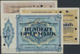 Hamburg, Hamburgische Bank Von 1923, 1/2 GM, 26.10.1923 (III), 3.11.1923 (III), 1 GM, 26.10.1923 (II), 3.11.1923... - [11] Emissions Locales