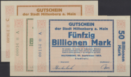 Miltenberg, Stadt, 5 Billionen Mark, Reihe C; 20 Billionen Mark, Reihe A; 50 Billionen Mark, Reihe A; Alle... - [11] Local Banknote Issues