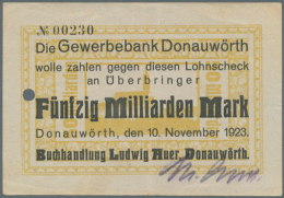 Donauwörth, Buchhandlung Ludwig Auer, 50 Mrd. Mark, 10.11.1923; 100, 500 Mrd. Mark, 15.11.1923; Alle Mit... - [11] Emissions Locales