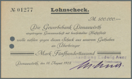 Donauwörth, Buchhandlung Ludwig Auer, 500 Tsd. Mark, 18.8.1923; 2 Mio. Mark, 10.9.1923; 5 Mio. Mark,... - [11] Emissions Locales