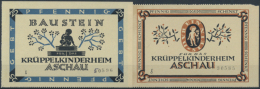 Aschau, Krüppelkinderheim, 25, 50 Pf., O. D., Mit KN, Bausteine, Erh. I, 2 Scheine (D) - [11] Emissions Locales