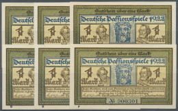 Freiburg, Deutsche Passionsspiele, 6 X 1 Mark, 1.3.1922 - 1.10.1922, Erh. I- (D) - [11] Local Banknote Issues