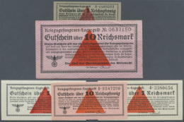 Deutsches Reich: Set Mit 5 Noten Kriegsgefangenen-Lagergeld Zu 1 Und 10 Reichspfennig, 2 X 1 Und 10 Reichsmark,... - Autres & Non Classés