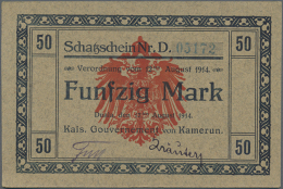 Deutsch-Kamerun: 50 Mark 1914, Ro.963b, Minimal Abgerundete Ecken, Sonst Perfekt. Erhaltung:... - Deutsch-Ostafrikanische Bank
