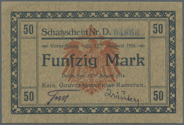 Deutsch-Kamerun: 50 Mark 1914, Ro.963 In Exzellenter Erhaltung Mit Leichtem Senkrechten Knick, Ansonsten Perfekt.... - Deutsch-Ostafrikanische Bank