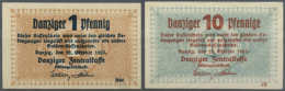 Danzig, 10 X 1 Danziger Pfennig, 1 X 10 Danziger Pfennig, 22.10.1923, überwiegend Erh. II, Total 11 Scheine... - Other & Unclassified