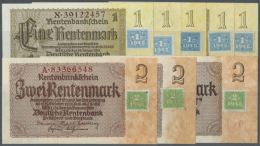 Set Mit 8 Banknoten 1948, Dabei 1 Rentenmark Mit Brauner KN (Ro.330F) In Kassenfrisch, 4 X 1 Rentenmark Mit... - Andere & Zonder Classificatie