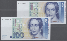 Bundesrepublik: 2 X 100 DM 1991, Ro.300a Mit Fortlaufender Seriennummer DL5434935A8 Und -936A2, Beide Mit Kleinen... - Autres & Non Classés